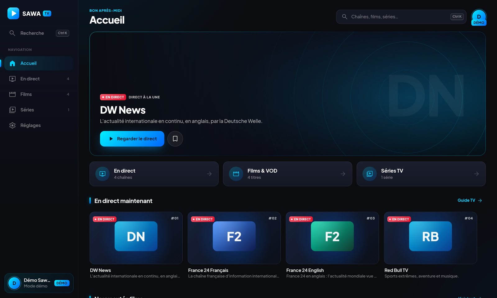 Écran d'accueil de l'application Livo View sur ordinateur PC
